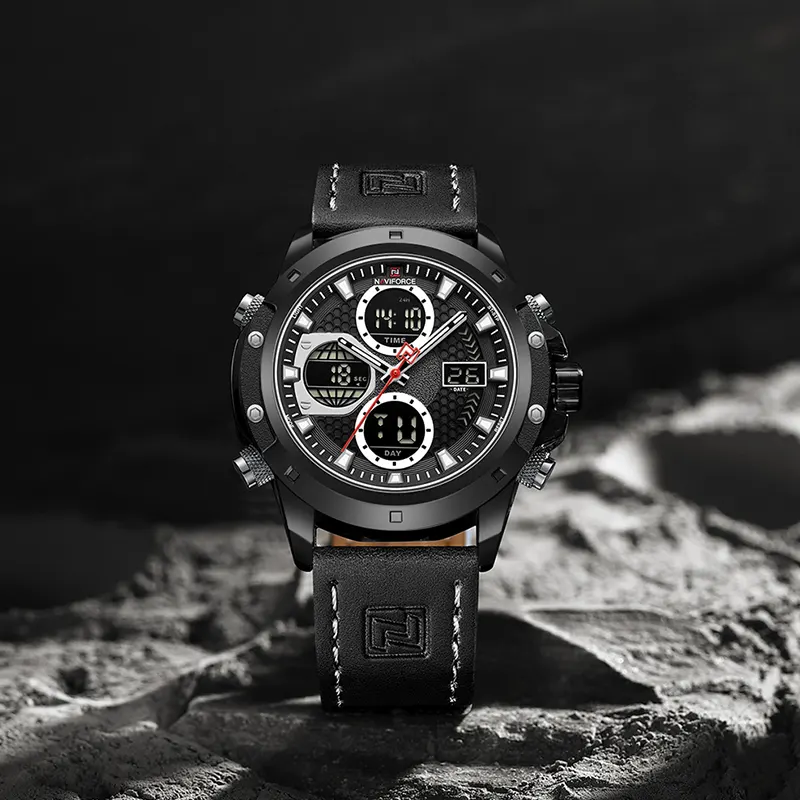 Naviforce NF9225 Dual-time Black Dial Men's Watch